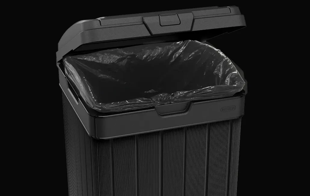 Outdoor Trash Cans|Trash Can Storage Sheds>Keter Baltimore Outdoor Trash Can - Black