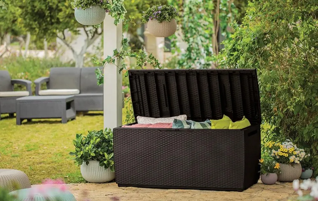 Small Deck Boxes>Keter Capri 80 Gallon Deck Box - Brown