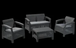 Patio Furniture Sets>Keter Corfu 4-Piece Patio Seating Set - Graphite