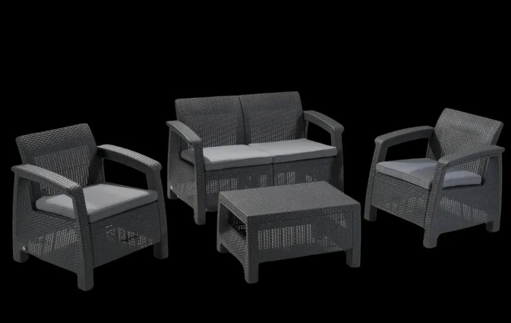 Patio Furniture Sets>Keter Corfu 4-Piece Patio Seating Set - Graphite