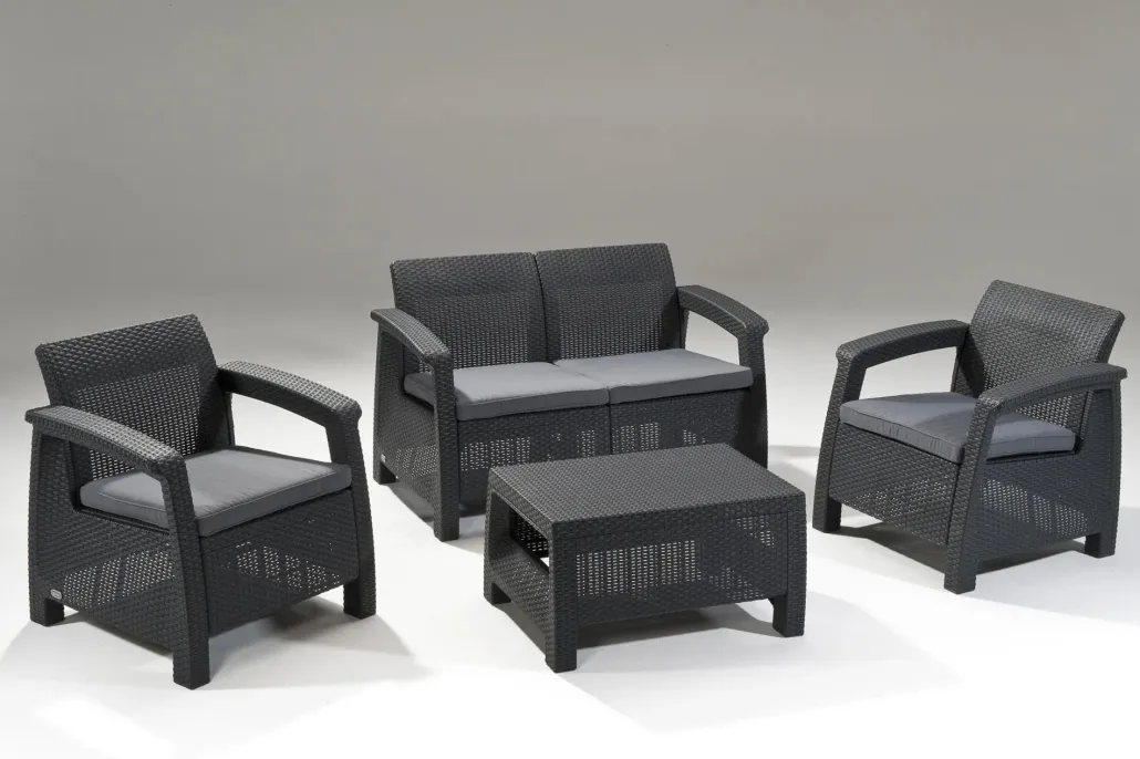 Patio Furniture Sets>Keter Corfu 4-Piece Patio Seating Set - Graphite