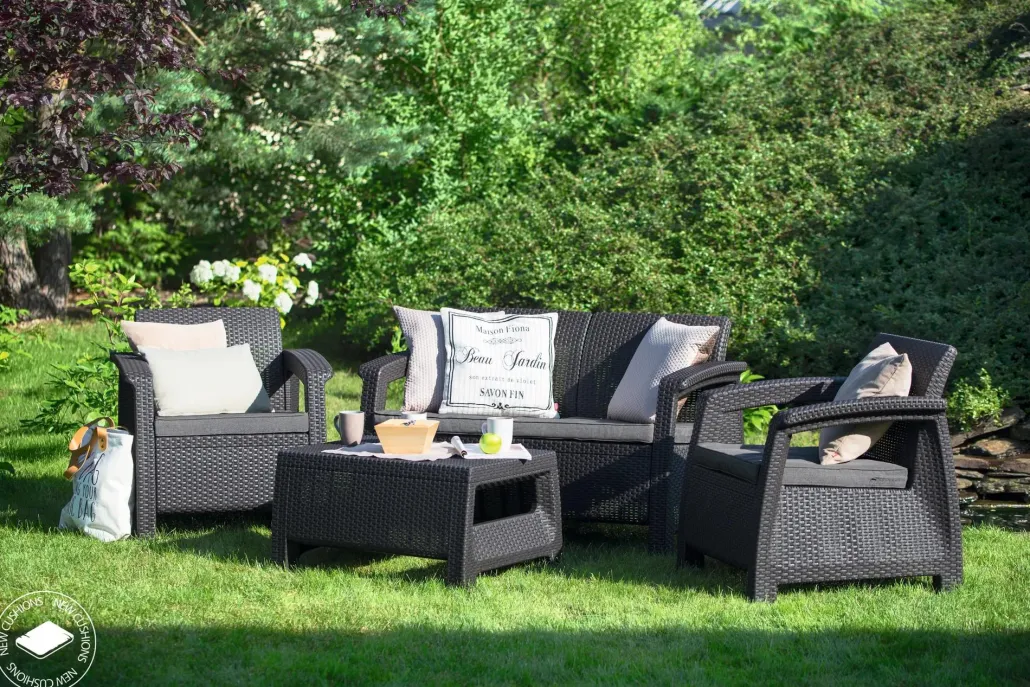 Patio Furniture Sets>Keter Corfu 4-Piece Patio Seating Set - Graphite