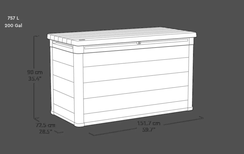 Large Deck Boxes>Keter Cortina 200 Gallon Deck Box - Graphite