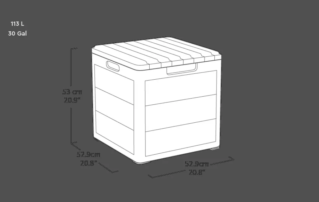 Small Deck Boxes>Keter Cortina 30 Gallon Deck Box - Graphite