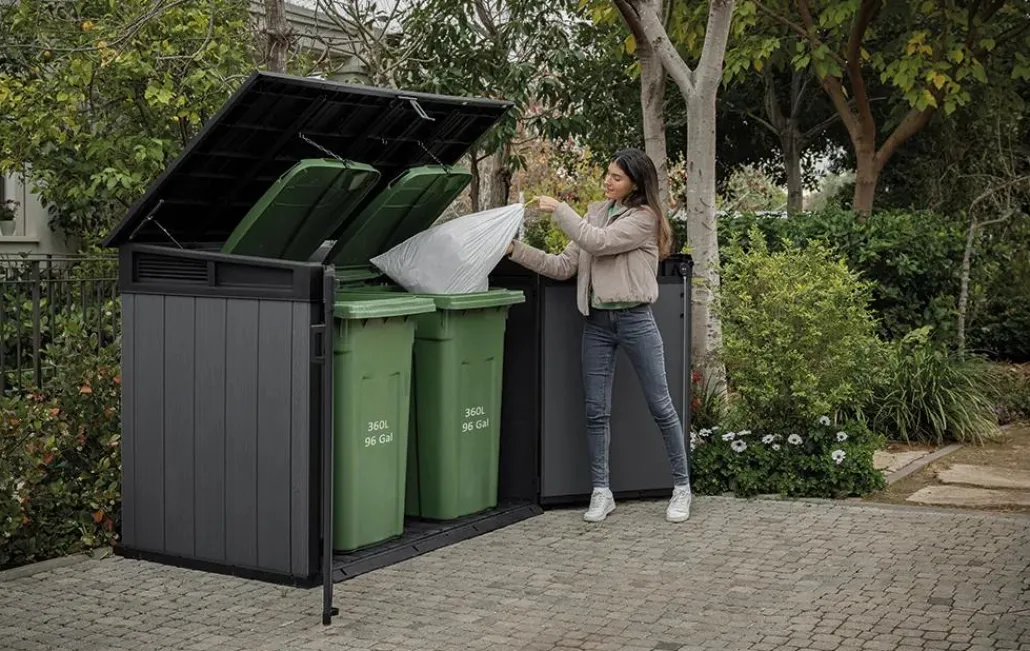 Small Sheds|Trash Can Storage Sheds>Keter Cortina Mega Storage Shed - Graphite