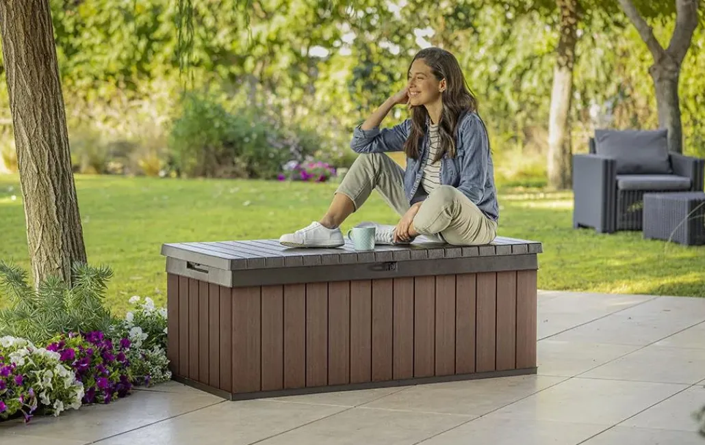 Small Deck Boxes>Keter Darwin 100 Gallon Deck Box - Brown