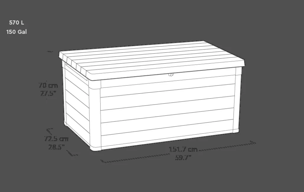 Large Deck Boxes>Keter Denali 150 Gallon Deck Box - Grey