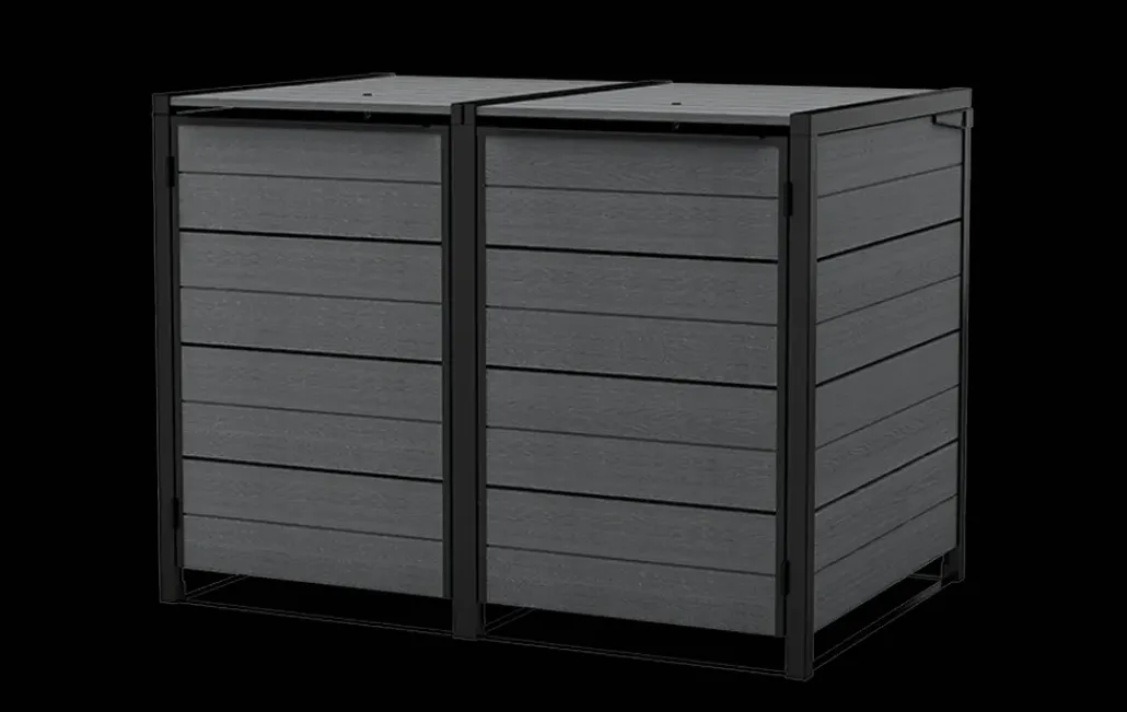 Trash Can Storage Sheds|Horizontal Sheds>Keter Hide Away Trash Can Storage Shed - Graphite