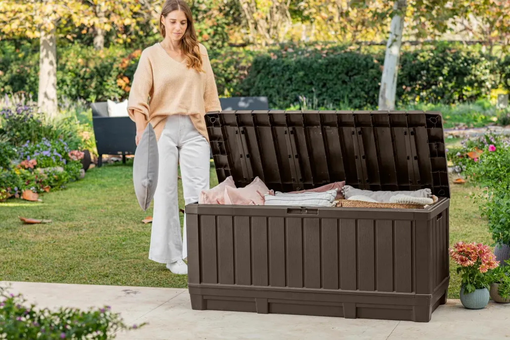 Small Deck Boxes>Keter Kentwood 92 Gallon Deck Box - Brown