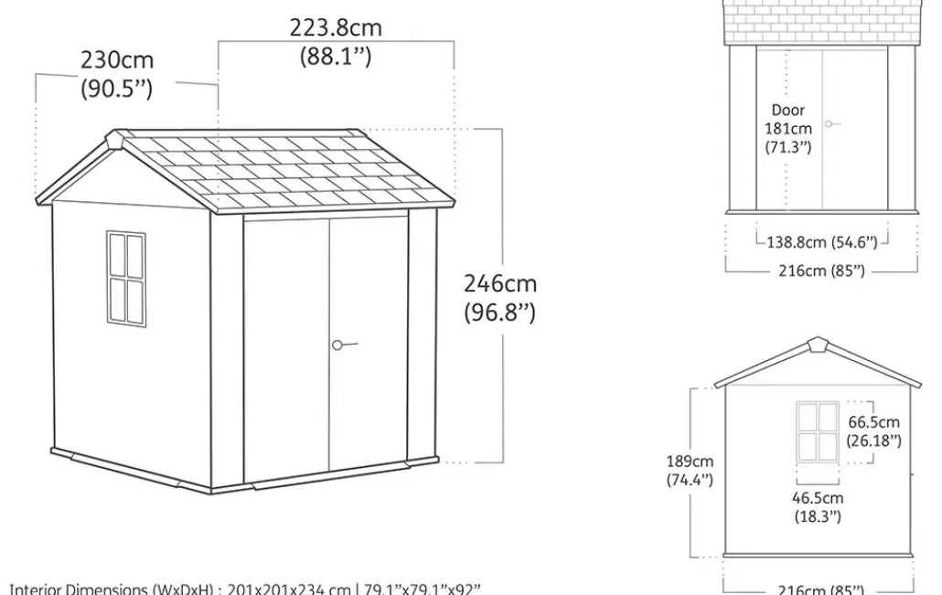 Medium Sheds>Keter Newton Plus 7.5x7 Storage Shed - Graphite
