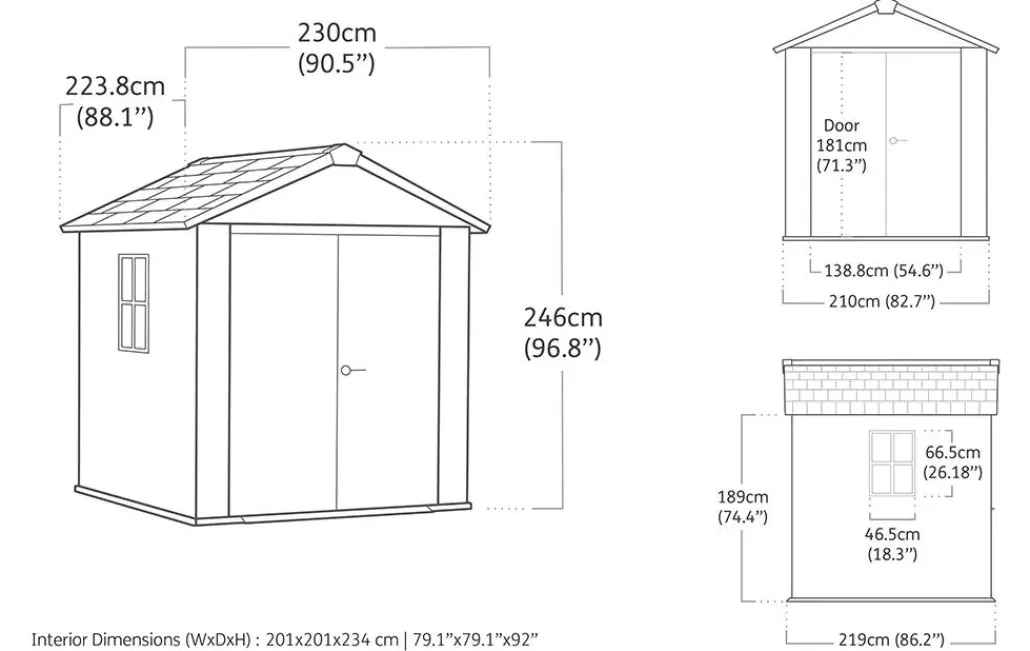 Medium Sheds>Keter Newton Plus 7.5x7 Storage Shed - Graphite
