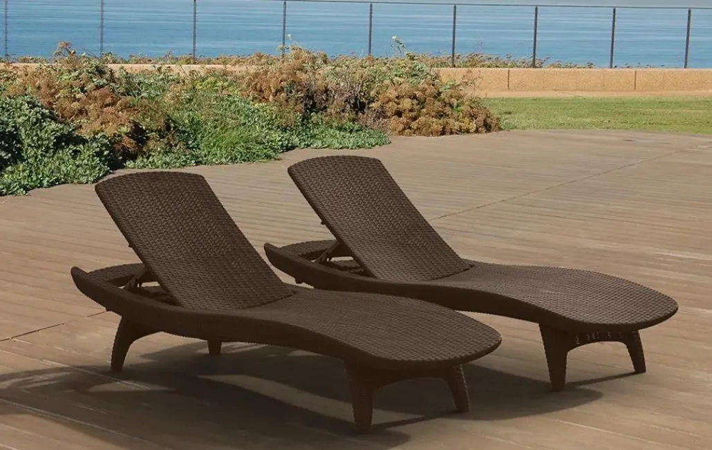 Sun Loungers>Keter Pacific Chaise Sun Lounger Set of 2 - Brown