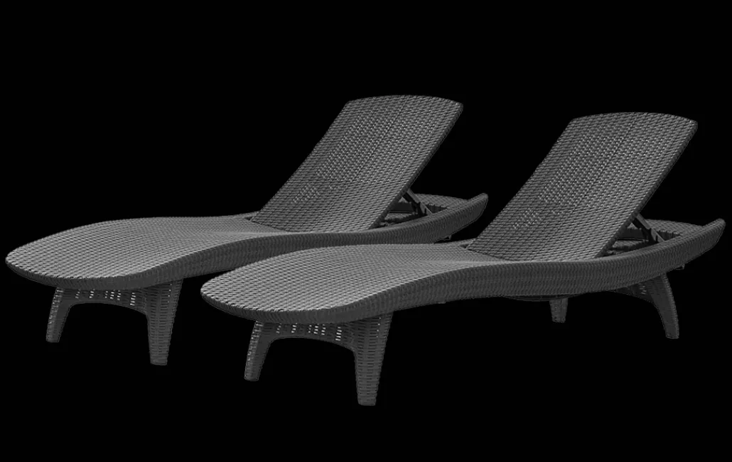 Sun Loungers>Keter Pacific Chaise Sun Lounger Set of 2 - Graphite