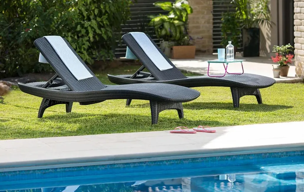 Sun Loungers>Keter Pacific Chaise Sun Lounger Set of 2 - Graphite