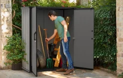 Storage Cabinets & Shelving Units|Vertical Sheds>Keter Premier Tall Storage Shed - Grey