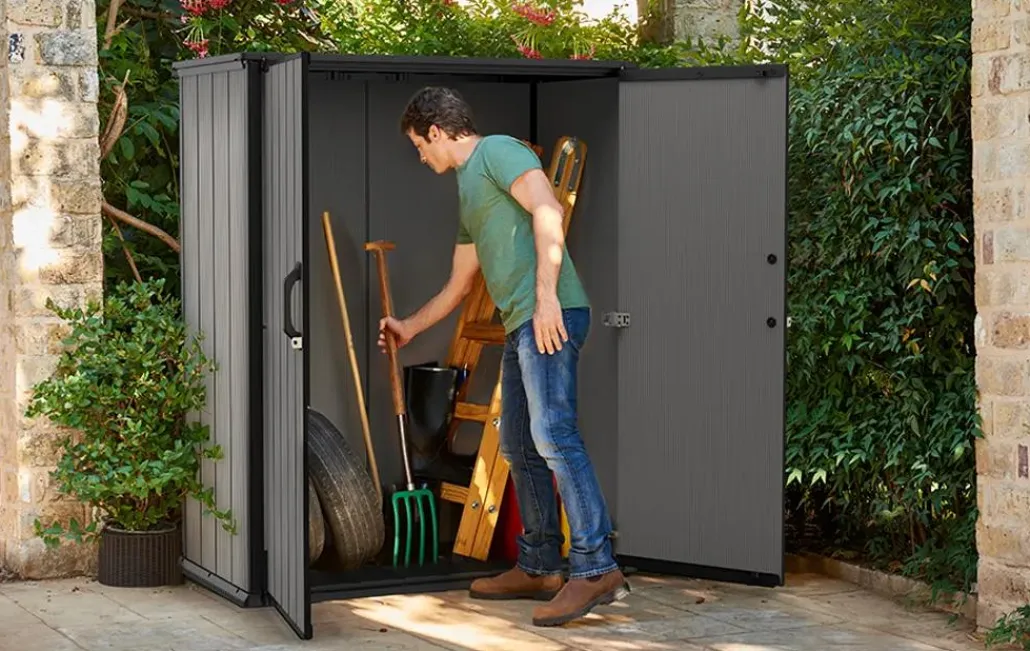Storage Cabinets & Shelving Units|Vertical Sheds>Keter Premier Tall Storage Shed - Grey