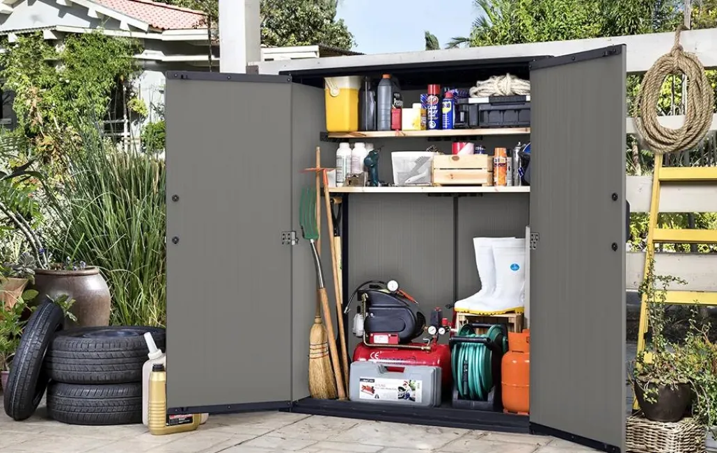 Storage Cabinets & Shelving Units|Vertical Sheds>Keter Premier Tall Storage Shed - Grey