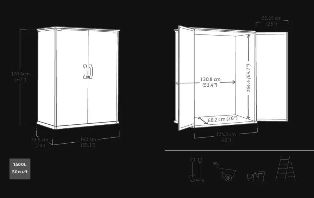 Storage Cabinets & Shelving Units|Vertical Sheds>Keter Premier Tall Storage Shed - Grey