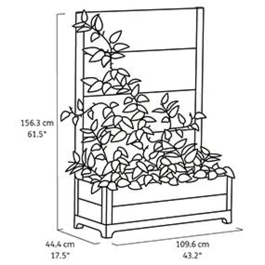 Planters|Garden Beds>Keter Rhumbos 26 Gallon Privacy Screen Planter - Rosewood Brown