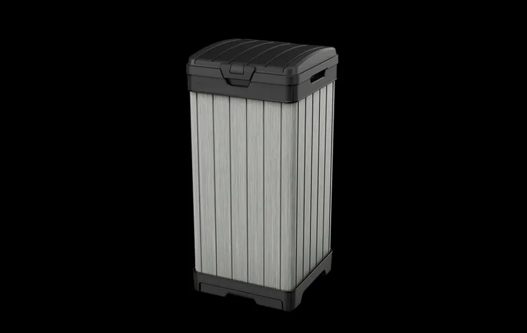 Trash Can Storage Sheds|Outdoor Trash Cans>Keter Rockford Outdoor Trash Can - Grey