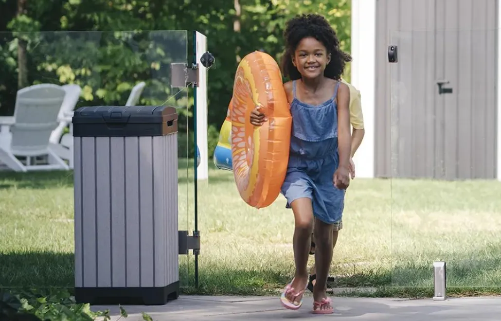 Trash Can Storage Sheds|Outdoor Trash Cans>Keter Rockford Outdoor Trash Can - Grey