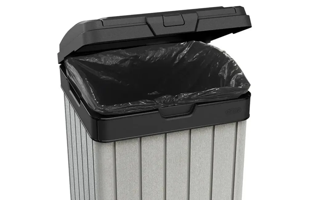 Trash Can Storage Sheds|Outdoor Trash Cans>Keter Rockford Outdoor Trash Can - Grey