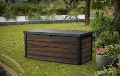 Large Deck Boxes>Keter Signature 150 Gallon Deck Box - Rosewood Brown