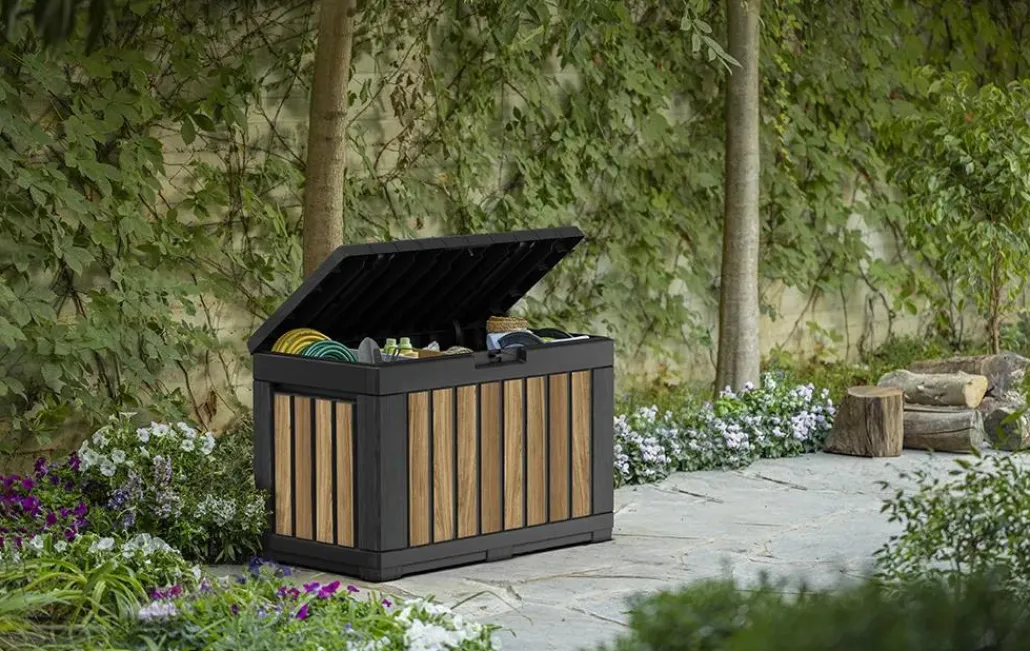 Small Deck Boxes>Keter Signature 50 Gallon Deck Box - Oak Brown