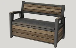 Outdoor Benches|Outdoor Storage Benches>Keter Signature 60 Gallon Outdoor Storage Bench - Walnut Brown