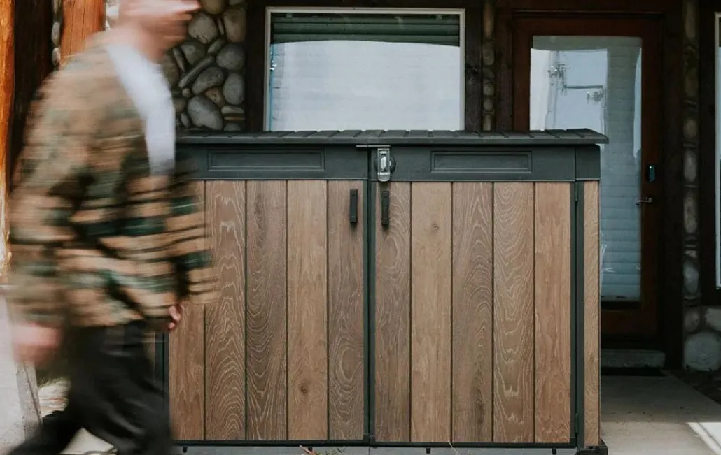 Trash Can Storage Sheds|Horizontal Sheds>Keter Signature Horizontal Storage Shed - Walnut Brown