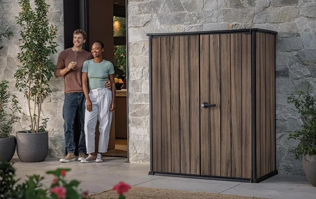 Storage Cabinets & Shelving Units|Vertical Sheds>Keter Signature Vertical Storage Shed - Rosewood Brown