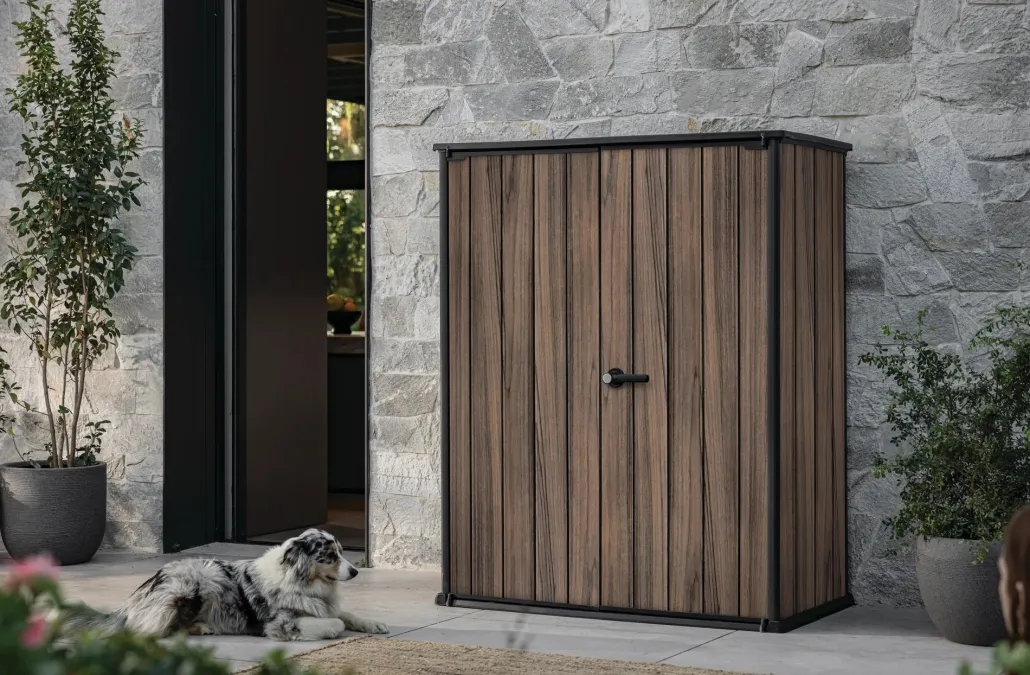 Storage Cabinets & Shelving Units|Vertical Sheds>Keter Signature Vertical Storage Shed - Rosewood Brown