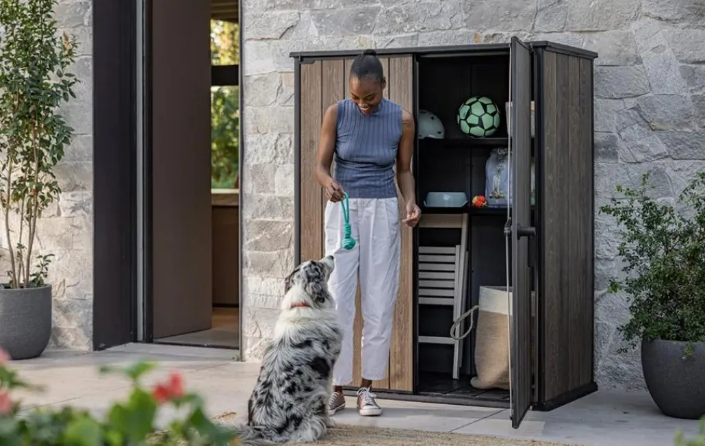 Small Sheds|Storage Cabinets & Shelving Units>Keter Signature Vertical Storage Shed - Walnut Brown