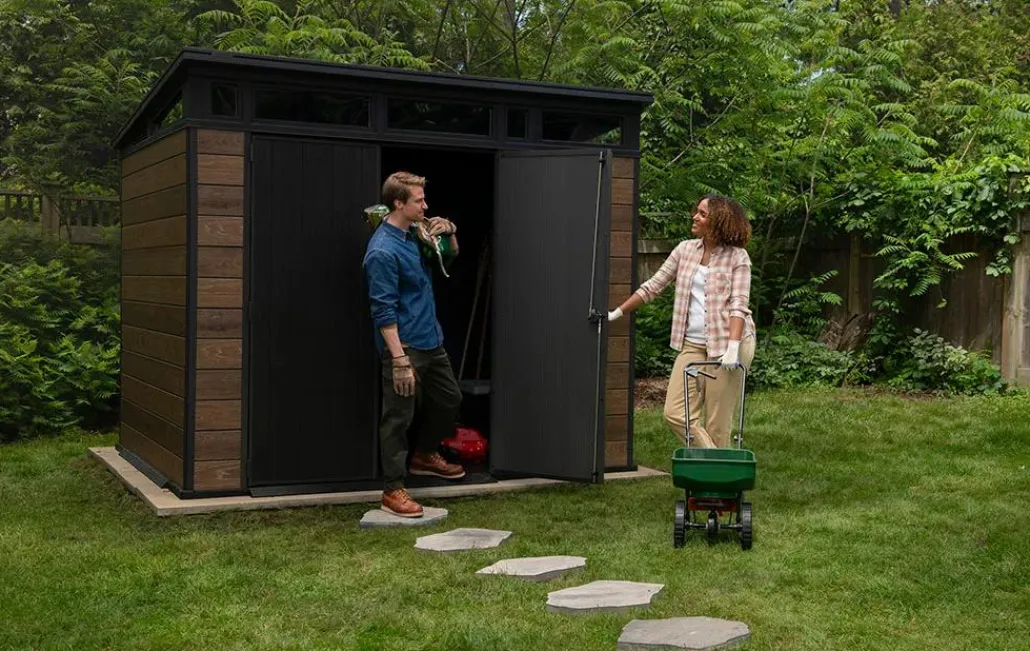 Medium Sheds>Keter Signature 9x7 Storage Shed - Walnut Brown