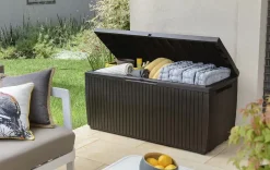 Small Deck Boxes>Keter Springwood 80 Gallon Deck Box - Brown