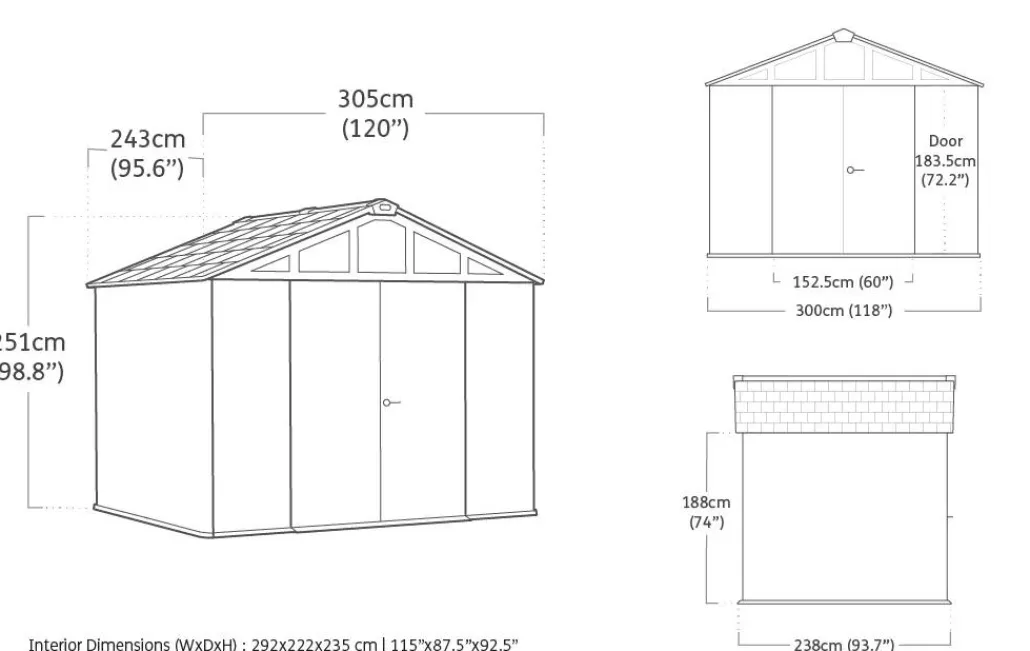 Large Sheds>Keter Stronghold 10x8 Storage Shed - Graphite
