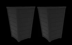 Planters>Keter Tapered Wood Look Planter Set of 2 - Graphite