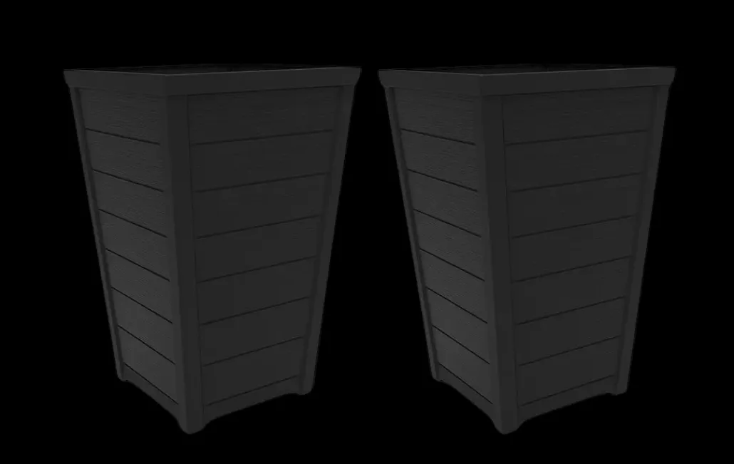 Planters>Keter Tapered Wood Look Planter Set of 2 - Graphite