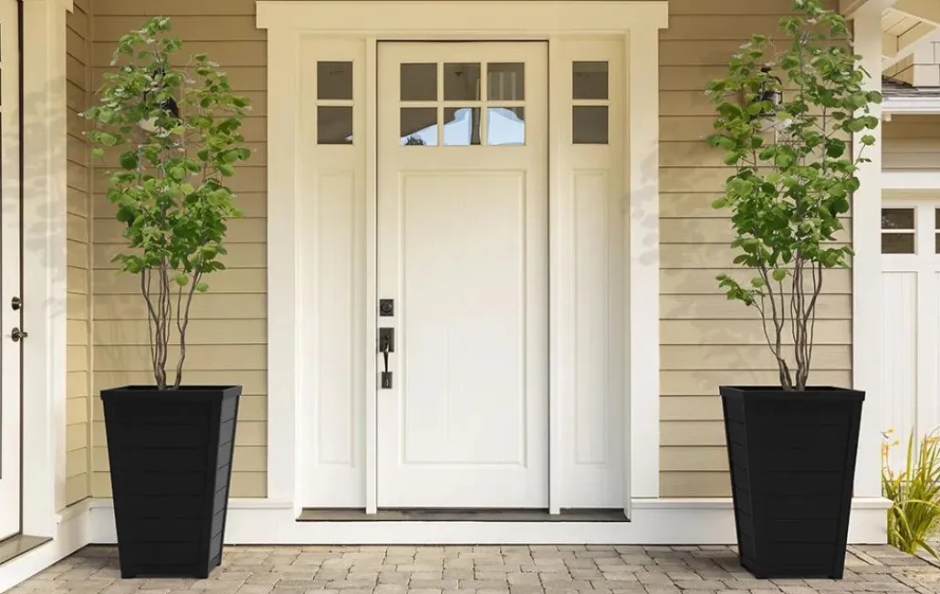 Planters>Keter Tapered Wood Look Planter Set of 2 - Graphite