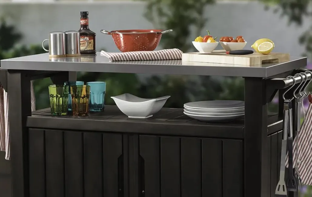 Outdoor Kitchen Units>Keter Unity XL Outdoor Kitchen Cart with Storage - Brown