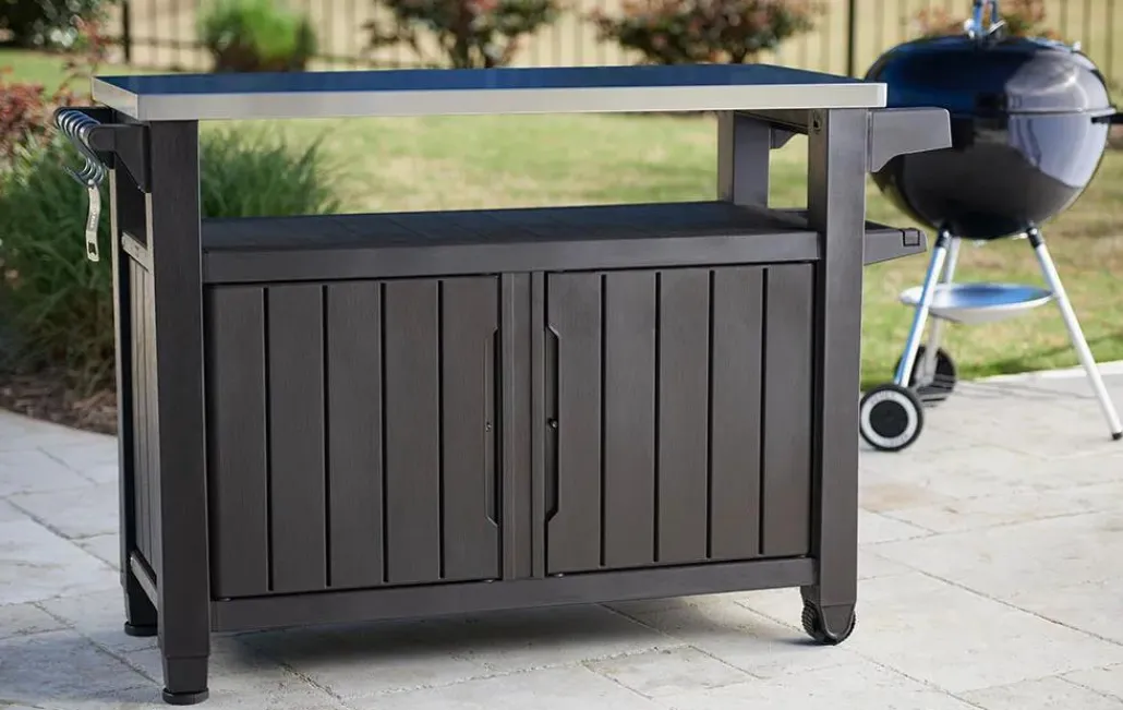 Outdoor Kitchen Units>Keter Unity XL Outdoor Kitchen Cart with Storage - Brown