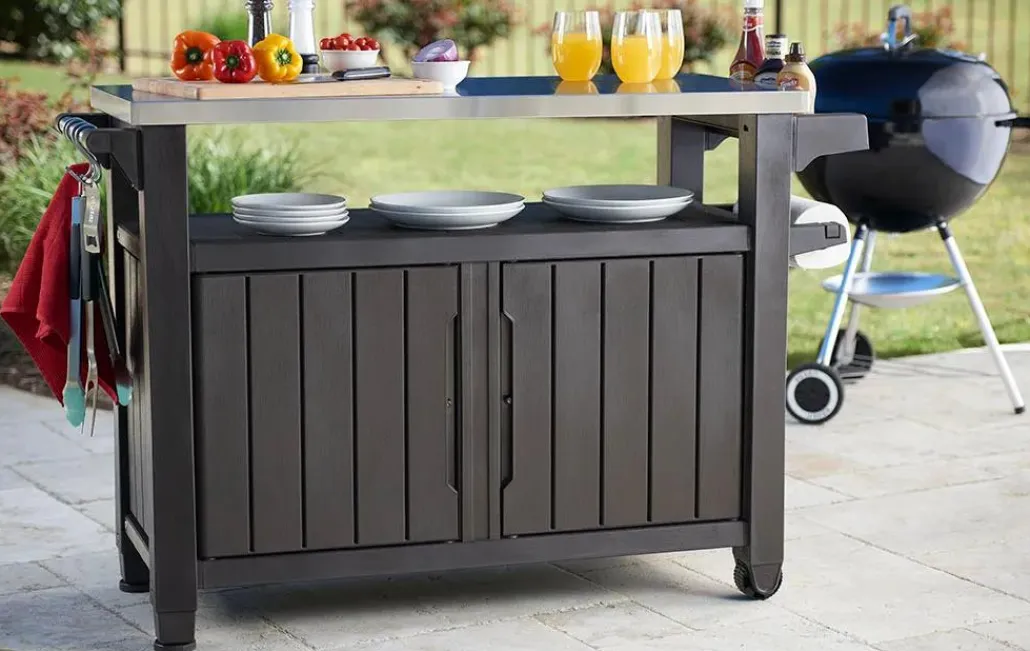 Outdoor Kitchen Units>Keter Unity XL Outdoor Kitchen Cart with Storage - Brown