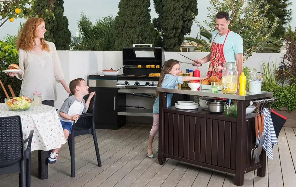 Outdoor Kitchen Units>Keter Unity XL Outdoor Kitchen Cart with Storage - Brown