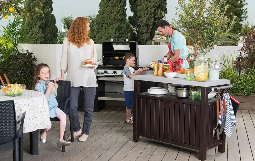 Outdoor Kitchen Units>Keter Unity XL Outdoor Kitchen Cart with Storage - Brown