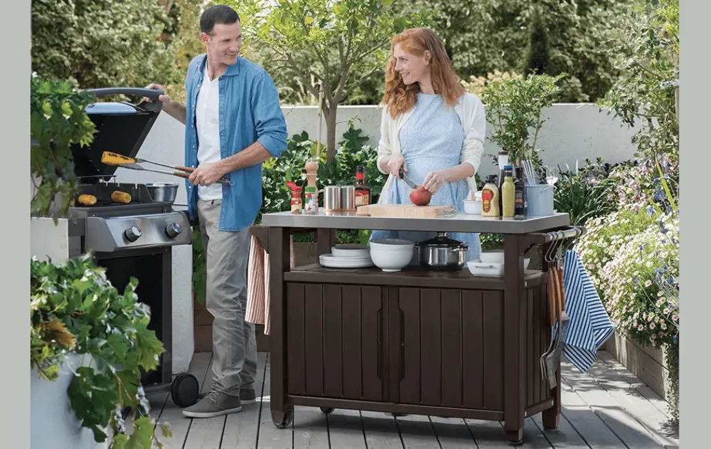 Outdoor Kitchen Units>Keter Unity XL Outdoor Kitchen Cart with Storage - Brown