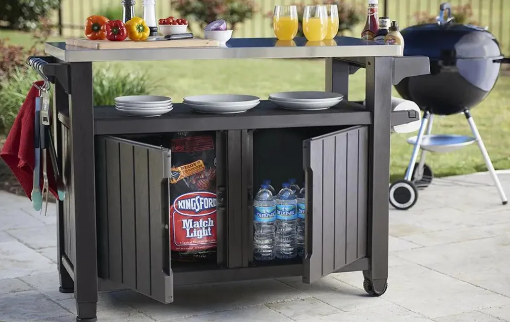 Outdoor Kitchen Units>Keter Unity XL Outdoor Kitchen Cart with Storage - Brown