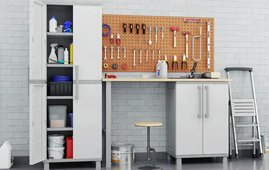 Storage Cabinets & Shelving Units>Keter Utility Garage Storage Cabinet - Smoky White