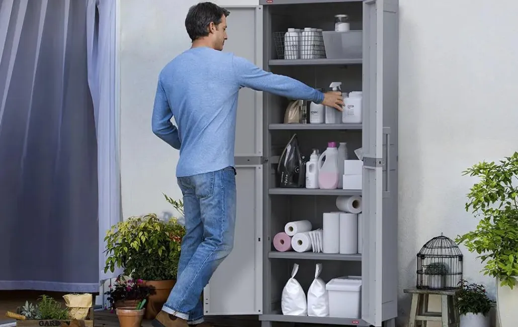 Storage Cabinets & Shelving Units>Keter Utility Garage Storage Cabinet - Smoky White